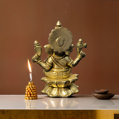 Lord Ganesha and Goddess Laxmi Idol | Made with Pure Brass | 5"