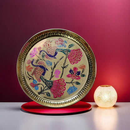 Pooja Plate | Elegant Peacock-Inspired Brass Plate