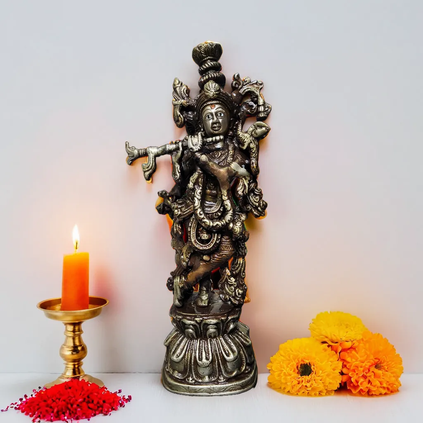 Lord Krishna Idol | Made with Antique Brass | 12.5"