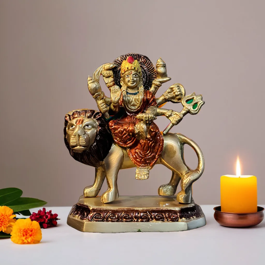 Durga Maa Idol – A Colorful Symbol of Divine Power | Made with Pure Brass | 5.5"