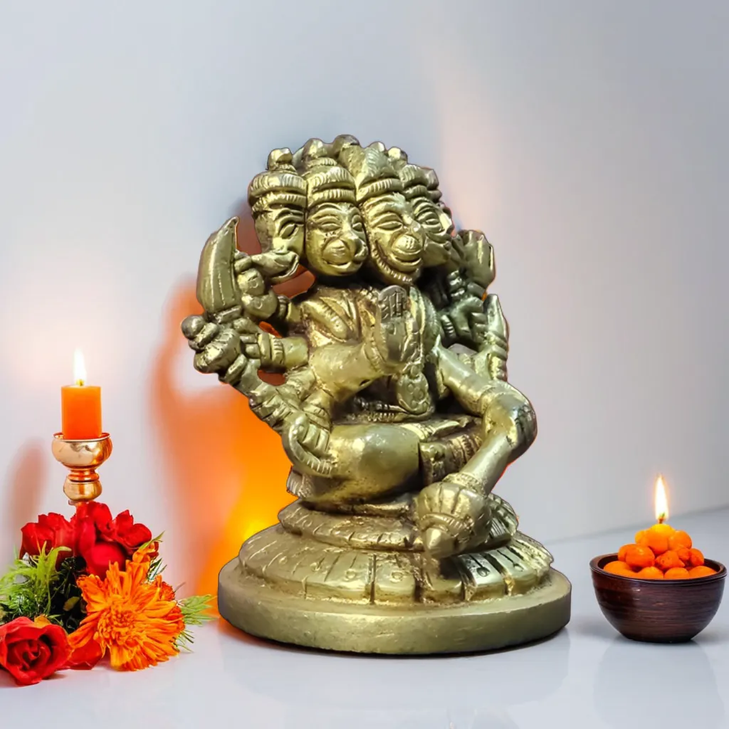 Panchmukhi Hanuman Ji Murti | Made with Pure Brass | 3"