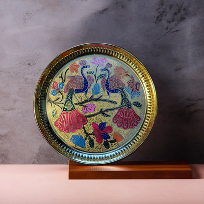 Pooja Plate | Elegant Peacock-Inspired Brass Plate