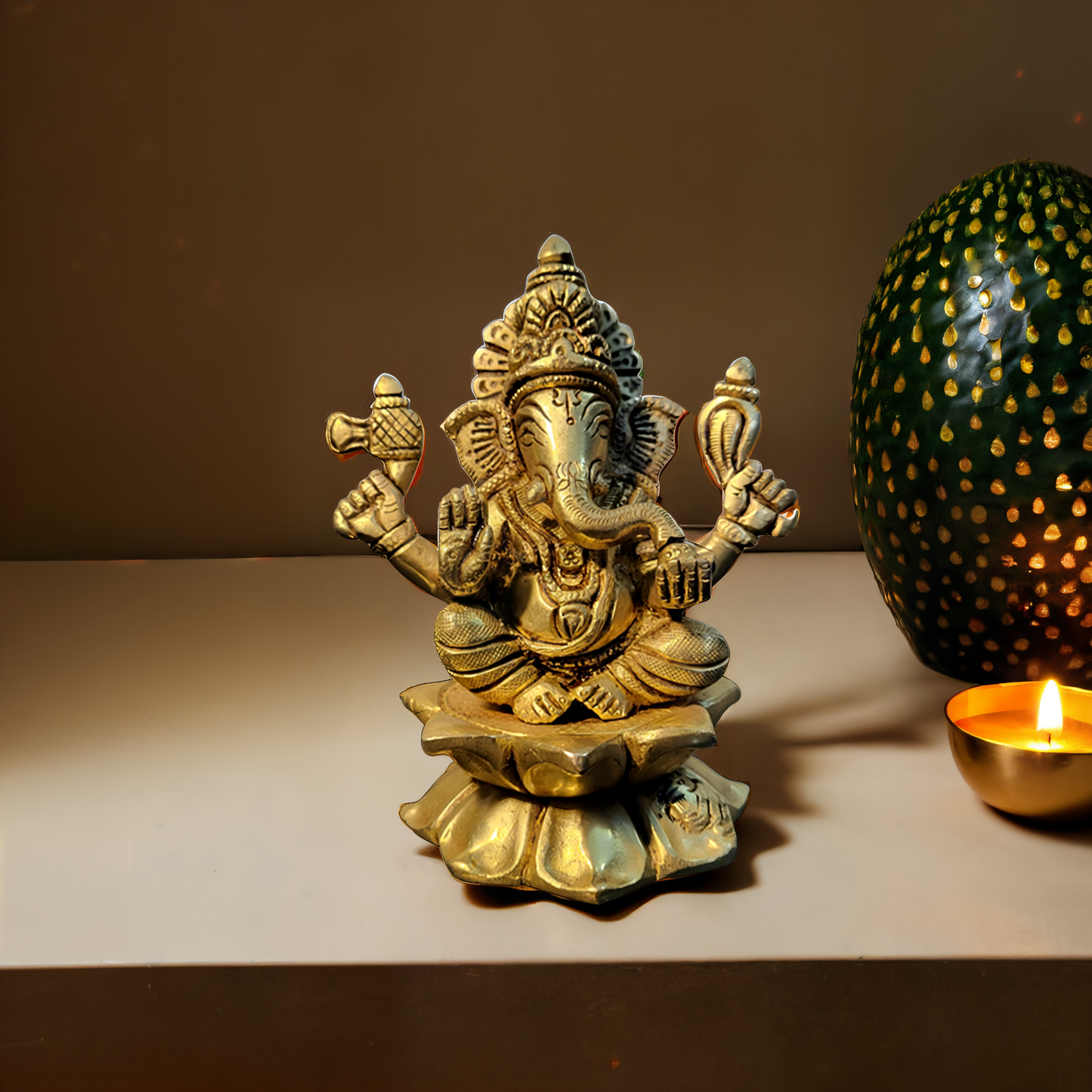 Lord Ganesha and Goddess Laxmi Idol | Made with Pure Brass | 5"