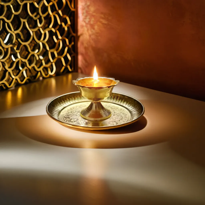 Pooja Diya – Compact Brass Light for Your Home