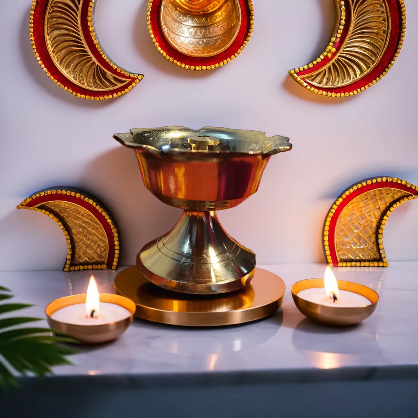 Pooja Diya – Compact Brass Light for Your Home