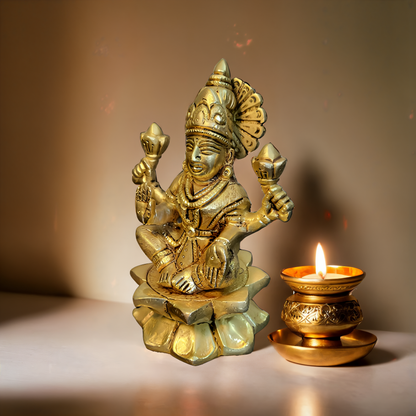 Goddess Laxmi Murti | Made of Pure Brass | 5"