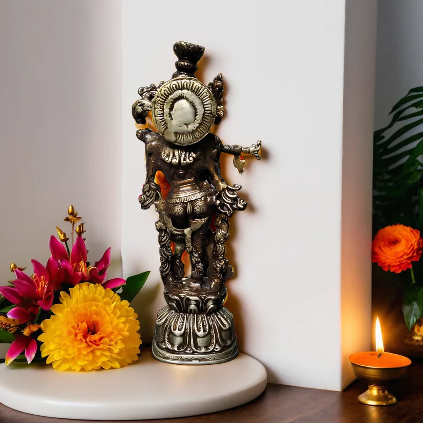 Lord Krishna Idol | Made with Antique Brass | 12.5"