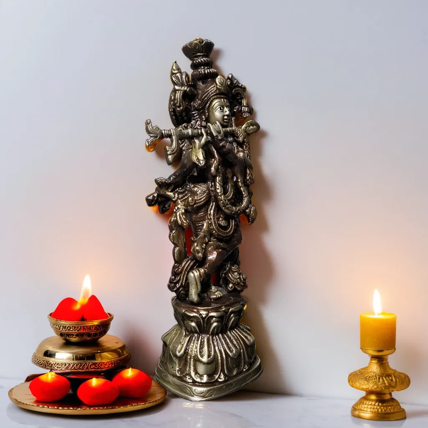 Lord Krishna Idol | Made with Antique Brass | 12.5"